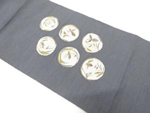 手織り紬　花丸模様織り出し　名古屋帯